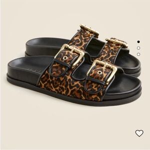 New J. Crew Colbie Double Strap Leopard Slides